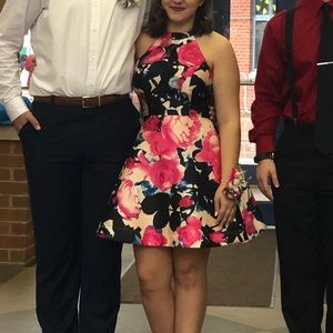 Pink/Navy/Blush floral homecoming dress